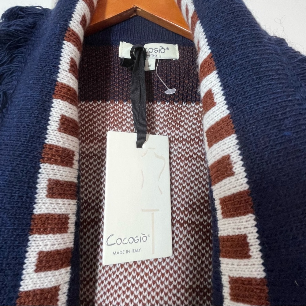 NWT COCOGIO Navy and White Patterned Cardigan Size Medium - Picture 5 of 10